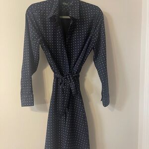 Ralph Lauren dress, size P10, navy with white dots
